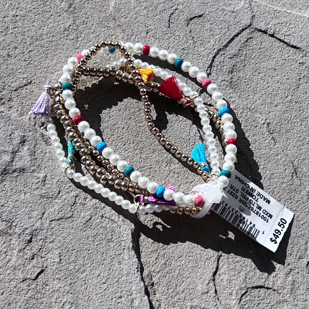 NWT Colorful Tassel Beaded Stretch Separate Bracelet Set On 34th MSRP $49